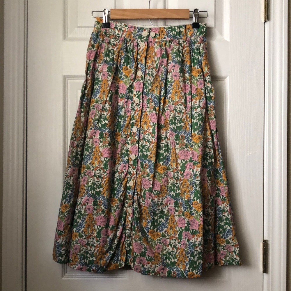 J. Crew Liberty Print Midi Skirt in Size 2